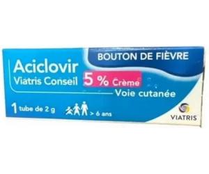 Médicaments sans ordonnance > Médicaments dermatologiques > Médicaments contre l'herpès > Médicament bouton de fièvre Aciclovir Mylan Viatris 5 % Tube 2 g
