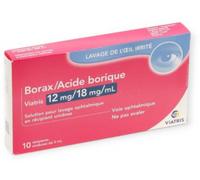 Médicaments sans ordonnance > Médicaments d'ophtalmologie > Médicaments pour soigner une irritation des yeux Borax/Acide Borique Mylan Viatris 12mg/18mg/ml x 10 - Irritations - Pharmacie en ligne LaSa