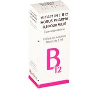 Médicaments sans ordonnance > Médicaments d'ophtalmologie > Médicaments pour soigner une irritation des yeux Vitamine B12 Horus Collyre 0,50 % 5 ml