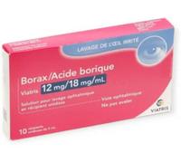 Médicaments sans ordonnance > Médicaments d'ophtalmologie > Médicaments pour soigner une irritation des yeux Borax/Acide Borique Mylan Viatris 13mg/18mg/ml Collyre x 10