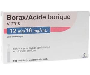 Médicaments sans ordonnance > Médicaments d'ophtalmologie > Médicaments pour soigner une irritation des yeux Borax/Acide Borique Mylan Viatris 12mg/18mg/ml x 20