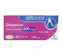 Médicaments sans ordonnance > Médicaments pour la circulation veineuse > Médicaments contre les hémorroïdes Diosmine Mylan Viatris 600 mg Comprimés x 30