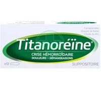 Médicaments sans ordonnance > Médicaments pour la circulation veineuse > Médicaments contre les hémorroïdes Titanoréïne Suppositoires x 12 - Hémorroïdes - Pharmacie en ligne LaSante.net