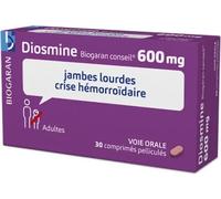 Médicaments sans ordonnance > Médicaments pour la circulation veineuse > Médicaments contre les hémorroïdes Diosmine Biogaran 600 mg x 30