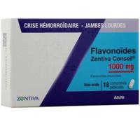 Médicaments sans ordonnance > Médicaments pour la circulation veineuse > Médicaments contre les jambes lourdes Flavonoïdes Zentiva Conseil 1000 mg Comprimés x 18