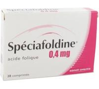 Médicaments sans ordonnance > Médicaments pour la forme et la vitalité > Médicaments à base de vitamines et de minéraux Spéciafoldine 0,4 mg Comprimés x 30