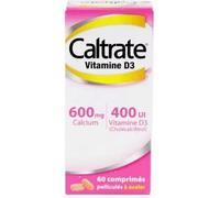 Médicaments sans ordonnance > Médicaments pour la forme et la vitalité > Médicaments à base de vitamines et de minéraux Caltrate Vitamine D3 600 mg Comprimés pelliculésx 60