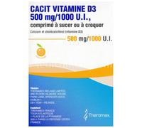 Médicaments sans ordonnance > Médicaments pour la forme et la vitalité > Médicaments à base de vitamines et de minéraux Cacit Vitamine D3 500MG/1000UI Comprimés x 30