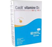Médicaments sans ordonnance > Médicaments pour la forme et la vitalité > Médicaments à base de vitamines et de minéraux Cacit Vitamine D3 500 mg/440 UI Comprimés x 60