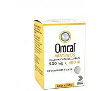Médicaments sans ordonnance > Médicaments pour la forme et la vitalité > Médicaments à base de vitamines et de minéraux Orocal Vitamine D3 500 mg/400 UI Comprimésx 60