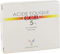 Acide Folique C.C.D. 5mg 20 Comprimés