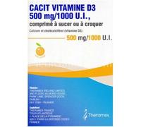 Médicaments sans ordonnance > Médicaments pour la forme et la vitalité > Médicaments à base de vitamines et de minéraux Cacit Vitamine D3 500MG/1000UI Comprimés x 30