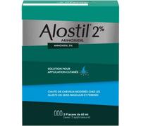 Médicaments sans ordonnance > Médicaments pour la forme et la vitalité > Médicaments contre la chute des cheveux Alostil 2% Solution Flacons x 3