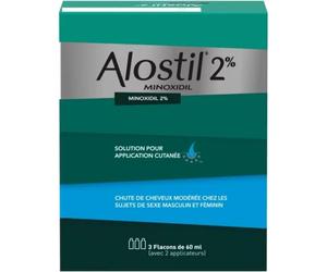 Médicaments sans ordonnance > Médicaments pour la forme et la vitalité > Médicaments contre la chute des cheveux Alostil 2% Solution Flacons x 3