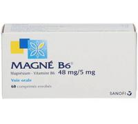 Médicaments sans ordonnance > Médicaments pour la forme et la vitalité > Médicaments contre la fatigue et la baisse de tonus Magné B6 48 mg/5 mg Comprimés x 60