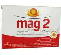 Médicaments sans ordonnance > Médicaments pour la forme et la vitalité > Médicaments contre la fatigue et la baisse de tonus Mag 2 Sans sucre 122 mg Ampoules 30 ml