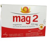 Médicaments sans ordonnance > Médicaments pour la forme et la vitalité > Médicaments contre la fatigue et la baisse de tonus Mag 2 Sans sucre 122 mg Ampoules 30 ml