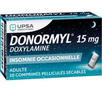 Médicaments sans ordonnance > Médicaments pour la forme et la vitalité > Médicaments contre les troubles du sommeil Donormyl 15 mg x 10 - Troubles du sommeil - Pharmacie en ligne LaSante.net