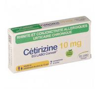 Médicaments sans ordonnance > Médicaments pour le nez et les oreilles > Médicaments antihistaminiques contre les allergies Cétirizine EG 10 mg Comprimés à Sucer x 7 - Rhinite allergique - Pharmacie en