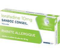 Médicaments sans ordonnance > Médicaments pour le nez et les oreilles > Médicaments antihistaminiques contre les allergies Sandoz Conseil Loratadine 10 mg x 7 - Rhinite allergique - Pharmacie en ligne