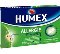 Médicaments sans ordonnance > Médicaments pour le nez et les oreilles > Médicaments antihistaminiques contre les allergies Humex Allergie Cétirizine 10 mg Comprimés x 7