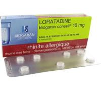 Médicaments sans ordonnance > Médicaments pour le nez et les oreilles > Médicaments antihistaminiques contre les allergies Loratadine Biogaran 10 mg Comprimés x 7