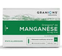 Médicaments sans ordonnance > Médicaments pour le nez et les oreilles > Médicaments contre le rhume Granions de Manganèse 0,1 mg/2 ml - Rhume - Pharmacie en ligne LaSante.net