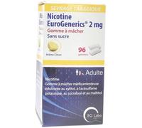 Médicaments sans ordonnance > Médicaments pour le sevrage tabagique > Chewing-gum et gommes à la nicotine Nicotine EG Citron 2 mg Sans Sucre Gommes x 96