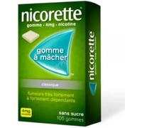 Médicaments sans ordonnance > Médicaments pour le sevrage tabagique Nicorette 4 mg Sans Sucre Gommes à mâcher x 105