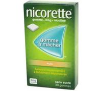 Médicaments sans ordonnance > Médicaments pour le sevrage tabagique Nicorette Gomme à mâcher 2 mg Fruits Sans Sucrex 30