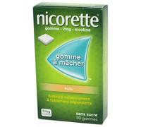 Médicaments sans ordonnance > Médicaments pour le sevrage tabagique Nicorette Gomme à mâcher 2 mg Fruits Sans Sucrex 30