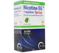 Médicaments sans ordonnance > Médicaments pour le sevrage tabagique > Sprays anti-tabac et inhaleurs Nicotine EG Menthe 1 mg Spray Doses 3 x 150