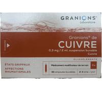 Médicaments sans ordonnance > Médicaments pour les muscles et les articulations > Médicaments contre les douleurs articulaires Granions de Cuivre Ampoules 30 x 2 ml