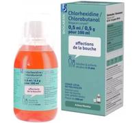 Médicaments sans ordonnance > Médicaments pour soigner les maux de bouches > Médicaments contre les aphtes Chlorhexidine/Chlorobutanol 0,5 ml/0,5 g Biogaran Menthe 200 ml