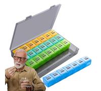 Medication Organizer, 28 Day Portable Med Organizers, 9.37x5.79x1.46 Inches Pill Holder with Dust-Proof Lid, Compact Container with Easy Carry, Accessories for Kids Adults Travel Home Office Personal