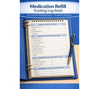 Medication Refill Tracking Log Book: All-In-One Daily Medication Tracker with Refill Records, Missed Refill Log & Pharmacy Contacts - One Page Per Medication