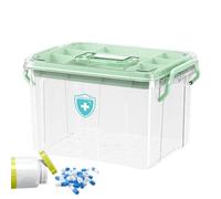 Medicine Organizer Kit - Boîtier Organisateur de Médecine à domicile, Conteneur de Stockage de Pilules Transparent | Sûr pratique avec un couvercle de verrouillage transparent, Conteneur sectionnel