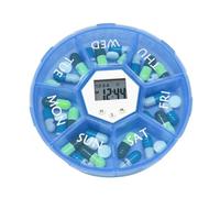 Medicine Storage Box - 100g Portable Seven-Grid Smart Pill Box With Timer | Medicine Container With Reminder Round Medication Organizer For Pockets Daily Morning Night Workplace Travel Home Outdoor