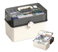 Medicine Storage Box - Boîte de premiers secours | Conteneur de médicaments pour la maison | Boîtes de rangement à 3 couches avec poignée | Conteneurs d'alimentation médicale de grande capacité pour