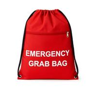 MediCounter Sac d'urgence - Sac de secours résistant à l'eau avec cordon de serrage (42 x 49 cm) avec poche zippée et étiquette d'informations - Rouge
