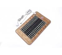 MediCrystal Tapis flexible infrarouge lointain - Taille M 81,3 x 50,8 cm (L x l) - 126 pierres bombées - Bian naturel et jade vert - Tourmaline en céramique - Chauffage au feu de 86 ° à 70 °C - Pour