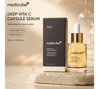 MEDICUBE Deep Vita C Capsule Serum 30ml Soin de la peau coréen, Sérum éclaircissant au visage à la vitamine C avec 5% de niacinamide, Sérum hydratant éclat pour un teint radieux et uniforme