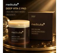 Medicube Deep Vita C Pad Tampons toniques à la vitamine C coréenne, Niacinamide 2%, Éclaircissant, Soin des taches sombres, Hydratant, Tampons exfoliants pour une peau éclatante