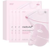medicube Mascarilla De Gel De Gelatina De Colágeno Rosa Salmon Dna Pdrn De Uso Nocturno Para Piel Radiante, Elástica, Hidratante, Reafirmante E Hidratante, 4 Unidades (Paquete De 1)