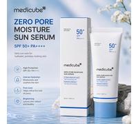 MEDICUBE Zero Pore Moisture Sun Serum SPF50+ P 50ml Soin de la peau coréen, Crème solaire hydratante pour le visage avec acide hyaluronique, Soin des pores & Protection UV légère