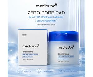 Medicube Zero Pore Pad 70 Tampons de Soins de la Peau Coréens, Tampons Toniques Exfoliants AHA BHA avec Panthénol & Acide Hyaluronique, Tampons de Soins du Visage pour une Peau Lisse et Claire