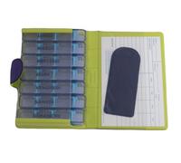 Medidos Pilulier souple violet/jaune avec 7 boîtes journalières indépendantes, 4 compartiments réglables chacun, portable, dans un étui en velours synthétique