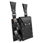 Medieval Alchemies Sac banane médiéval en cuir PU avec 2 bouteilles en liège pour Halloween Fantasy Wizard, Noir