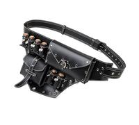 Medieval Alchemist Sac de ceinture en cuir PU avec rivets en liège pour bouteilles de potion Renaissances Magicien Sac banane pour cosplay fête Sac ceinture en cuir PU