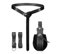 Medieval Belt, Cosplay Purse, PU Leather Authentic Look Lightweight Comfortable Vintage Style Secure Closure Reusable, Renaissance Accessories for Stage Play Costume, Black